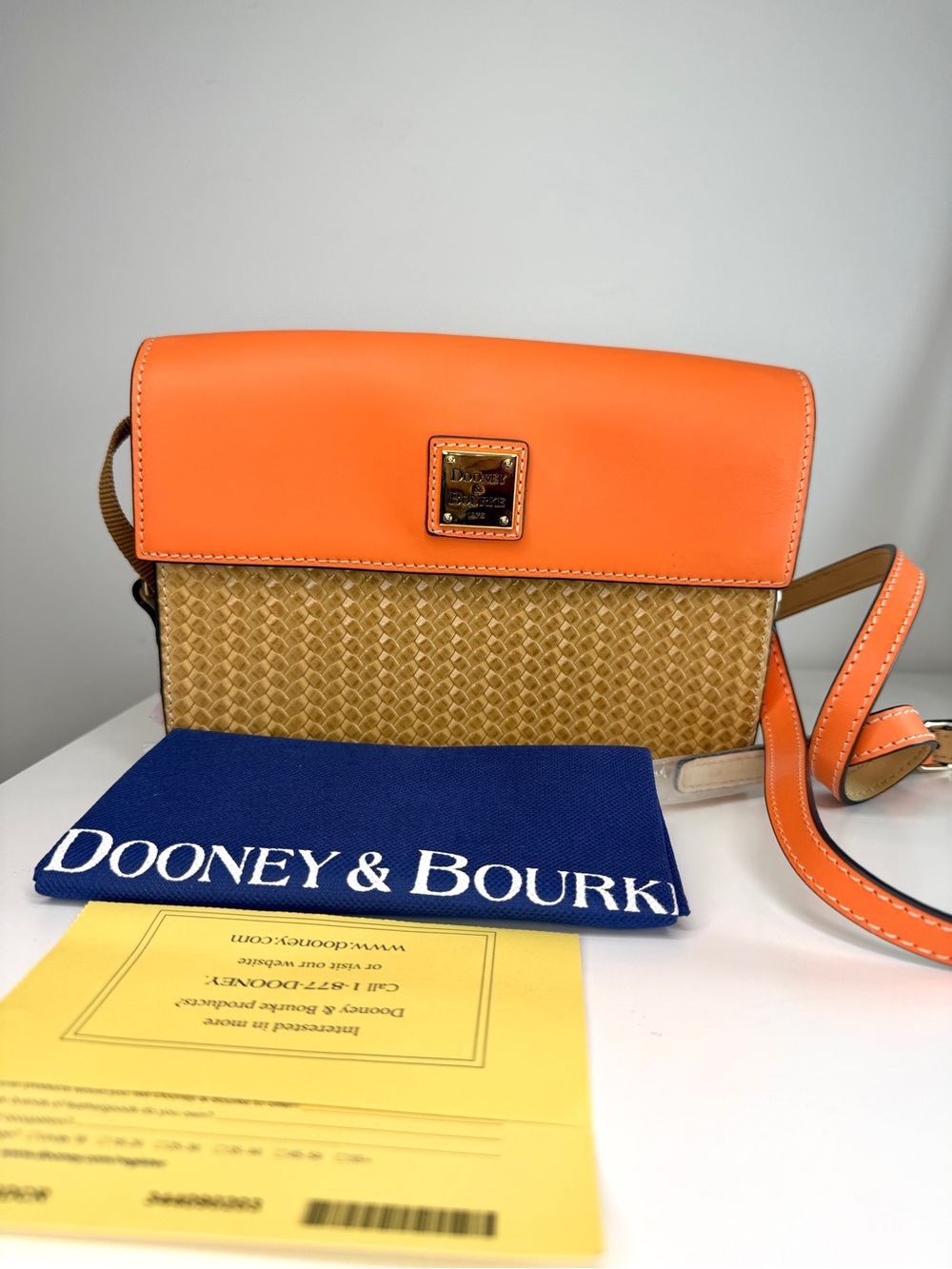NWT DOONEY & BOURKE Beacon Woven East West Flap Crossbody Bag Orange/Coral $248